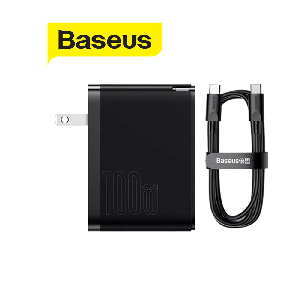 Bộ sạc nhanh Baseus GaN5 Pro Fast Charger C+U 100W kèm cáp sạc Type-C to Type-C dài 1m , chân dẹt