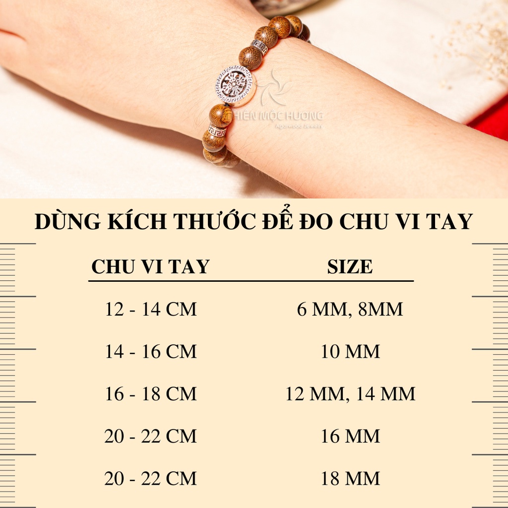 Vòng tay trầm hương tự nhiên Cỏ Bốn Lá Bạc cao cấp - Thiên Mộc Hương - Trầm Tốc Việt Nam - Thành công mix charm bạc 925