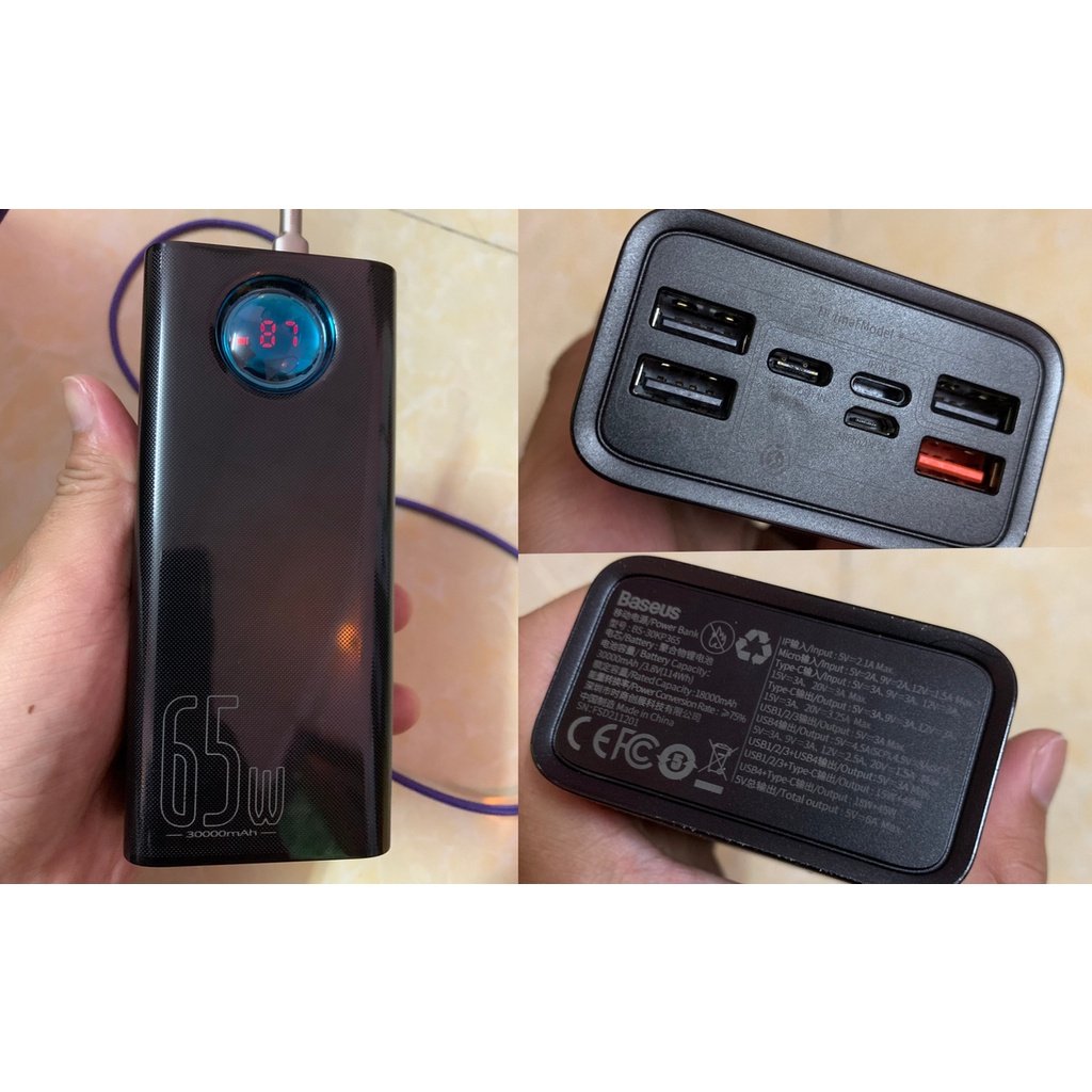 Pin sạc dự phòng hỗ trợ sạc nhanh PD 65W Baseus 30000mah/Baseus 20000mah 65W/Yoobao YB-LC6 65W 20000mah sạc laptop/IPad