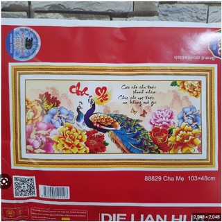 Tranh thêu chữ thập cha mẹ DLH-88829 (KT: 103 x 48 cm)