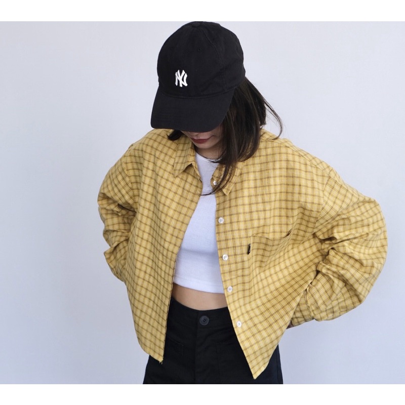 Áo Sơ Mi Croptop Caro Vàng Délice