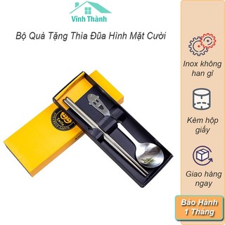 Bộ Thìa Đũa Inox 305 Hình Mặt Cười Siêu Cute - Thìa Đũa Văn Phòng