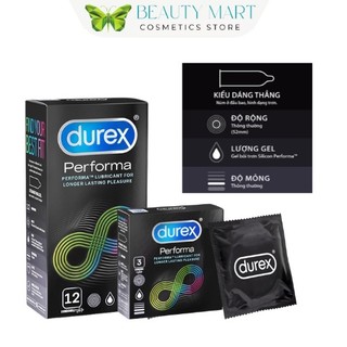Bao cao su Durex Performa kéo dài thời gian, size 52mm, hộp 12 bao