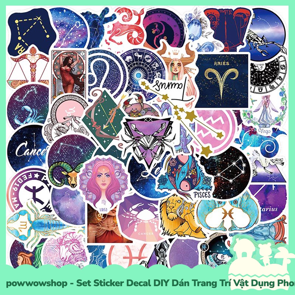 [Sẵn VN - Hỏa Tốc] Set Bộ 20/22/25/50/60 Miếng Sticker DIY Chống Thấm Nước Dán Trang Trí Vật Dụng Chủ Đề Yoga, Horoscope
