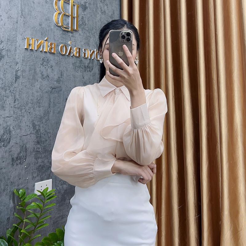 Áo sơ mi nữ  Sơ mi tơ xinh bèo, không nhăn nhàu, thoáng mát - BA23.008