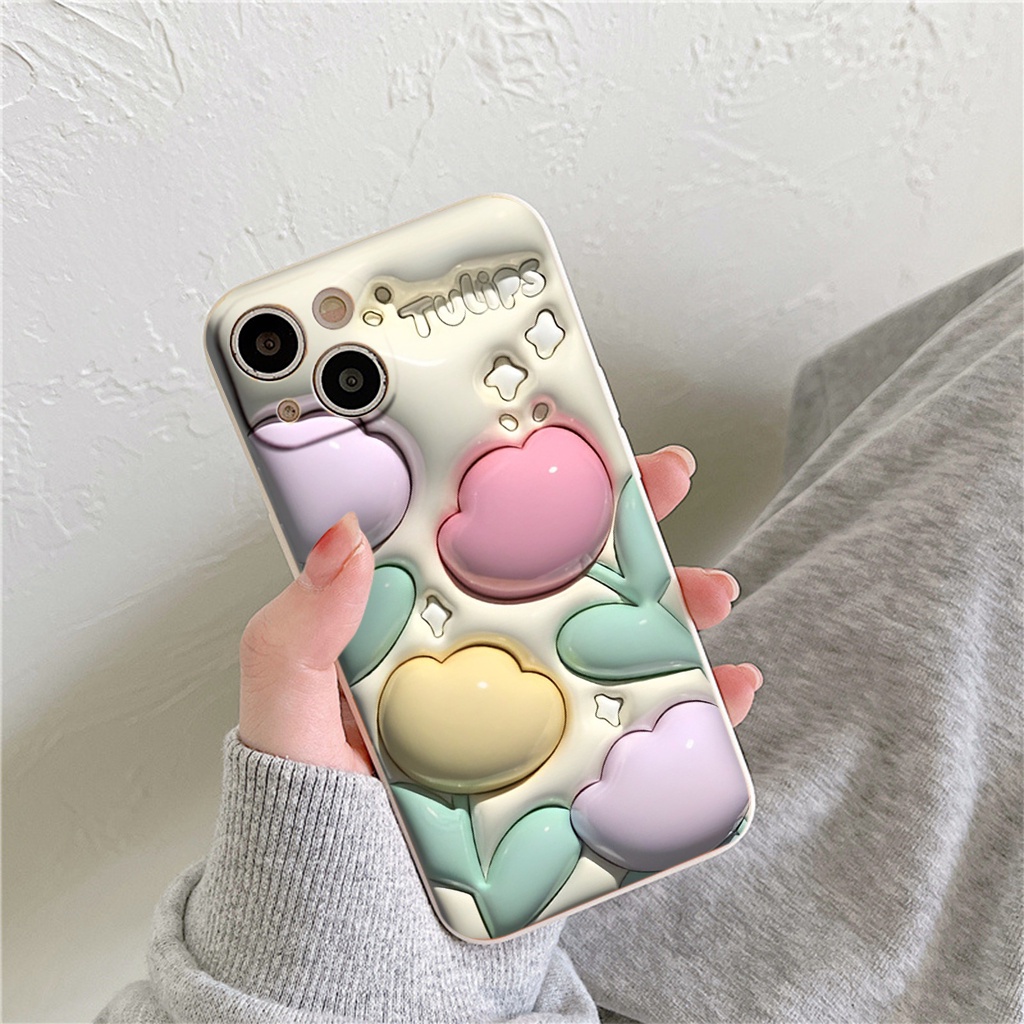 Ốp Điện Thoại Silicon Chống Sốc Chống Thấm Nước Hình 4 hoa tulip đẹp Cho iPhone11 12pro XR 6s xs 8p 7 e5086