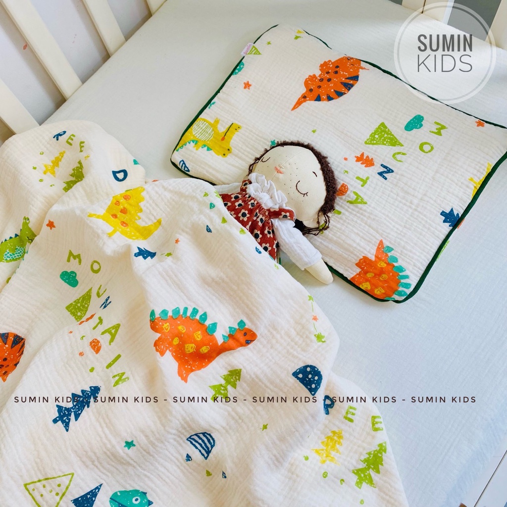 Set chăn gối cho bé vải xô Muslin Organic SUMIN