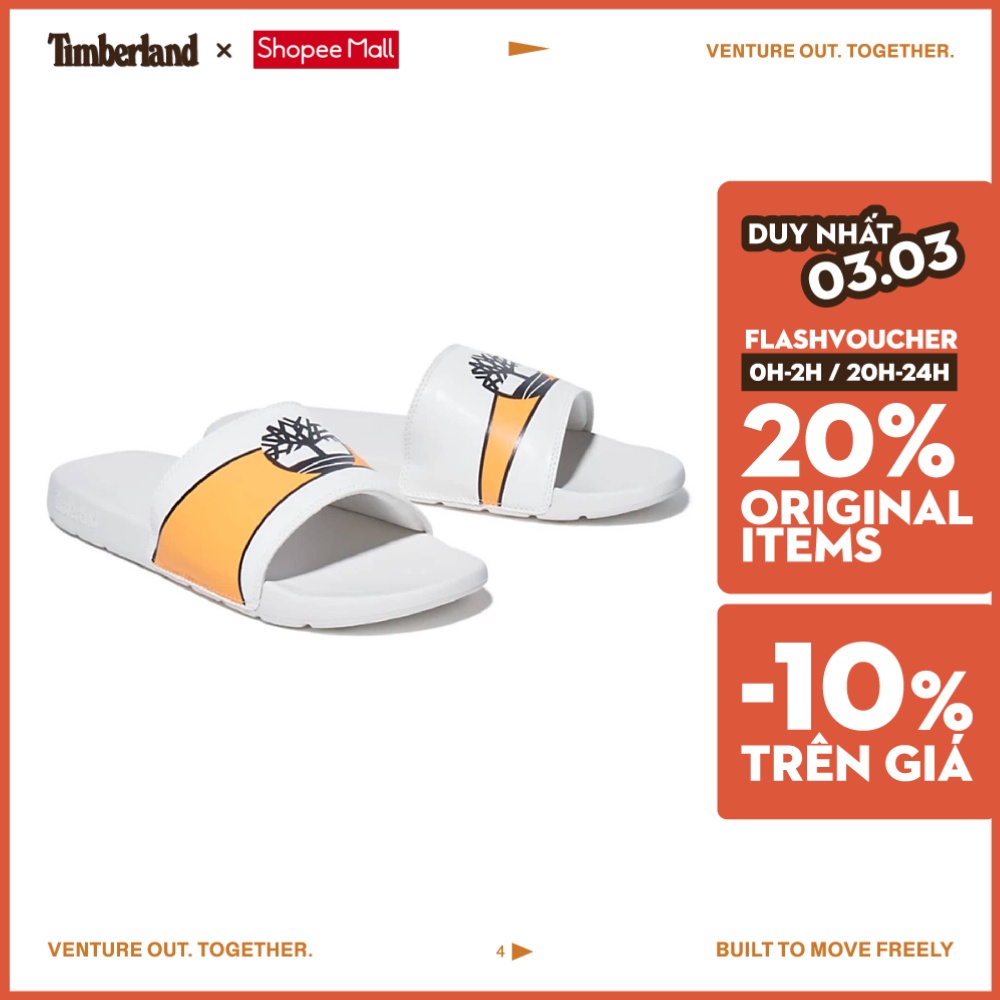 Original Dép Quai Nam Timberland Claquettes Playa Sands Blanc Orange TB0A2HNC