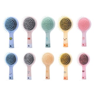 Gương lược cầm tay mini cute lược chải tóc cầm tay mini tròn gỡ rối cho nữ có kèm gương mặt sau
