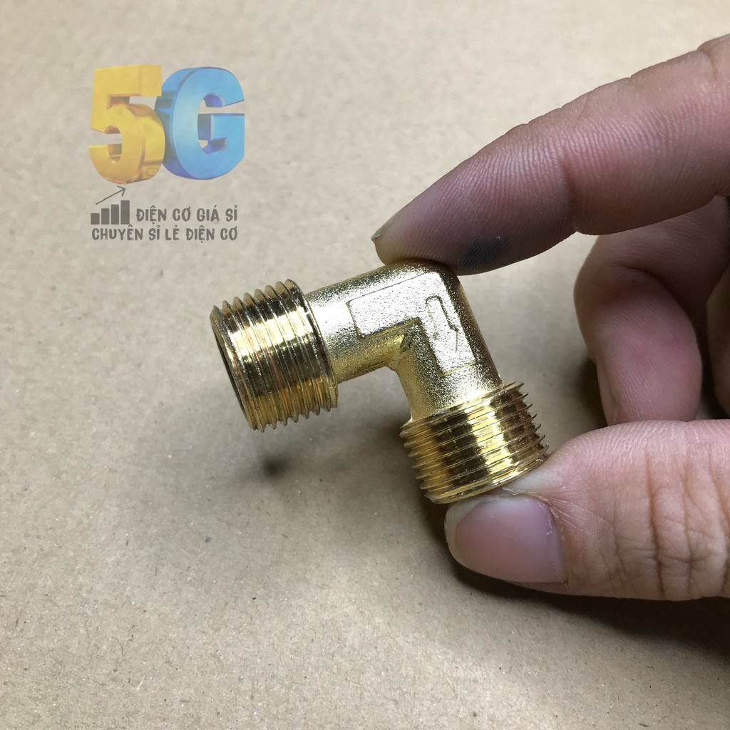 Co Chữ L Ren Ngoài 16mm Máy Nén Khí Bằng Đồng Hai Đầu Ren 16mm LOẠI TỐT