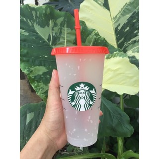 Ly Nhựa Chấm Bi Đổi Màu Starbucks