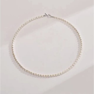 Vòng cổ choker LISA KIM trai nuôi hạt gạo size 3-4 li màu trắng