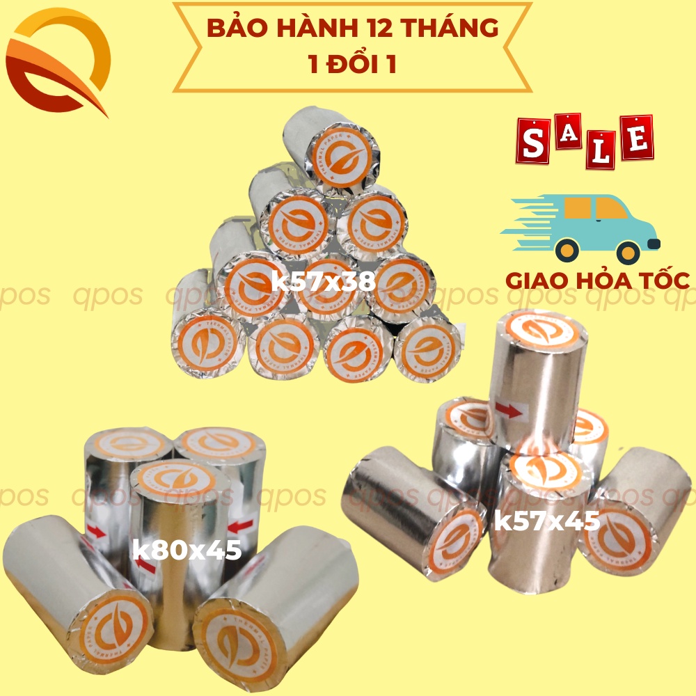 Giấy in nhiệt, giấy in bill, giấy in hóa đơn, pos, taxi k80 k57 k58, k80x45, k57x45, k57x38 lõi nhỏ