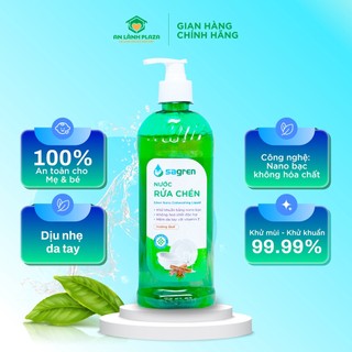 Nước rửa chén hữu cơ Nano Bạc Sagren hương Quế 450ml - Nước rửa bát An Lành Plaza