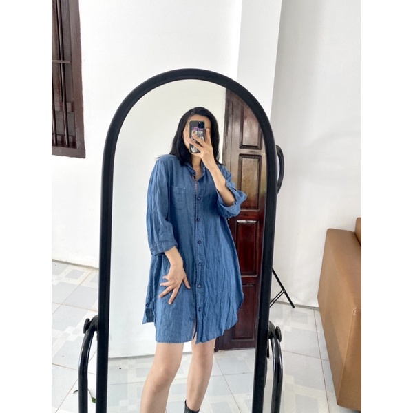 Áo sơmi, khoác sơmi denim freesize dáng bụi