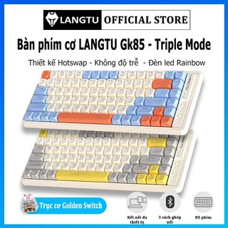 Bàn phím cơ langtu gk85 - triple mode bàn phím bluetooth không dây gaming văn phòng có đèn led siêu nhiều màu d01