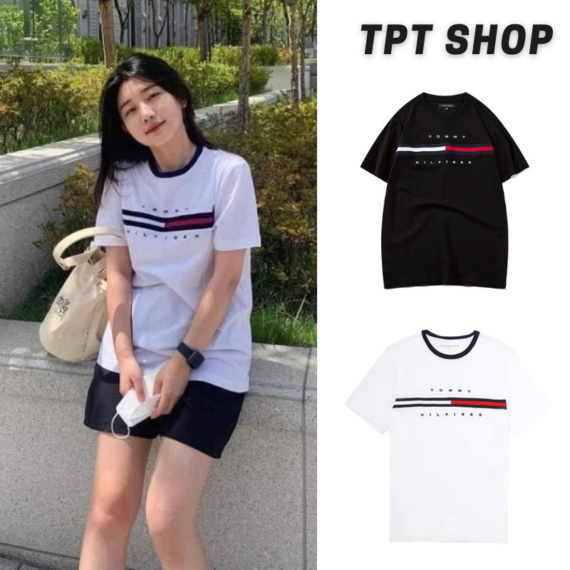 Áo Thun Unisex Tommy Hilfiger Essential Flag Logo, Phông Nam Nữ Tay Lỡ Bigsize TPT Shop