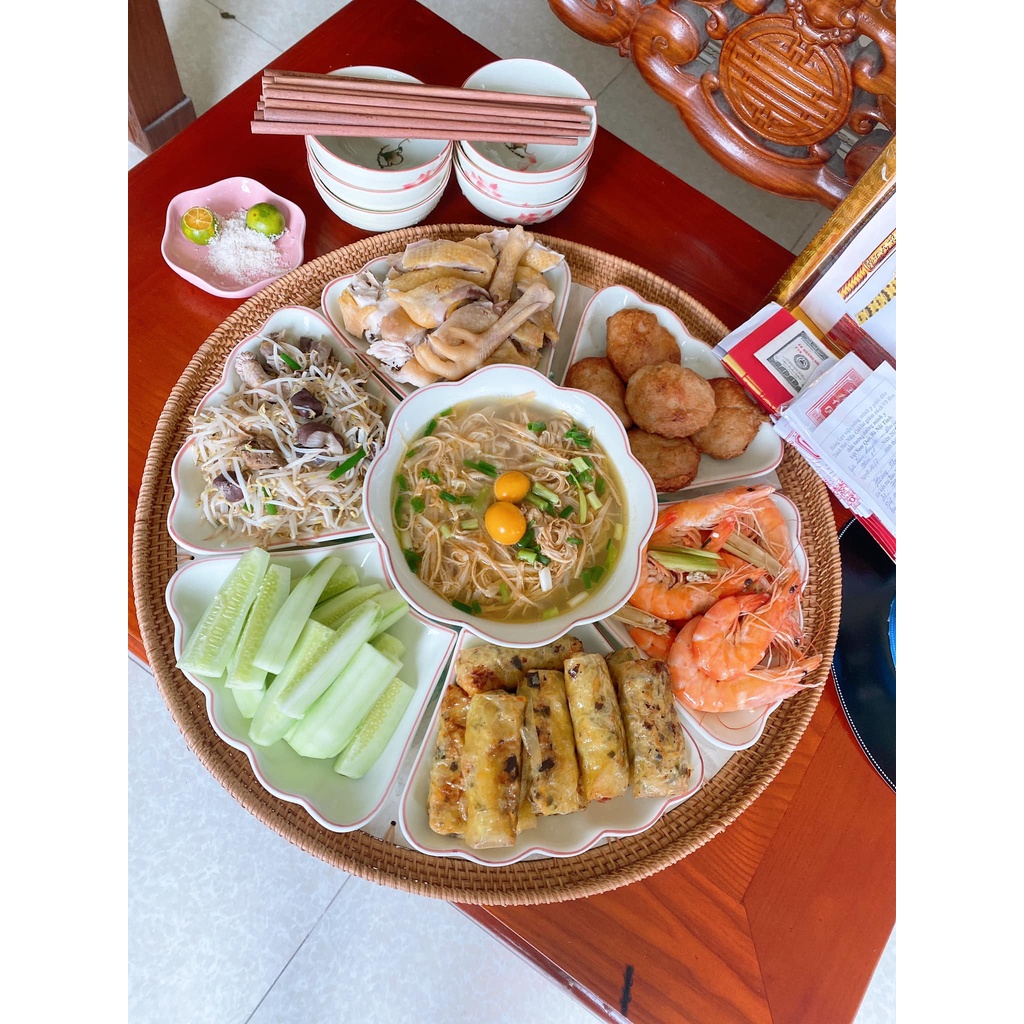 Mâm Khảm Trai Đường Kính 50cm, Mâm Mây Tre Đan Dercor, Khay Mây Đựng Đồ Đa Năng Decor Trang Trí Nhà Cửa