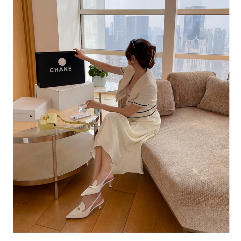 Slingbacks da lì gót 4.5cm sang chảnh shoes.de.amy
