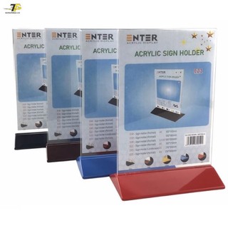 Kệ Mica 2 mặt A5 Đứng đế nhựa màu E21, KT 15 x 21cm