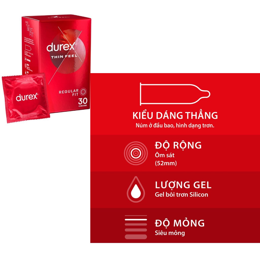 Bao cao su Durex chính hãng-Durex Kingtex, Invisible, Performa, Fetherlite, Pleasuremax, Jeans -The Love Store