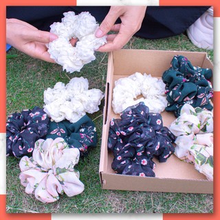 Cột tóc scrunchie handmade vải voan, vải hoa 3d xinh xắn - bảo sew