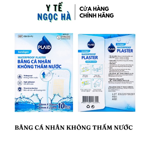 Băng cá nhân không thấm nước Waterpoof Plater 10 miếng/ hộp, bảo vệ vết thương tránh nước, vi khuẩn, bụi bẩn