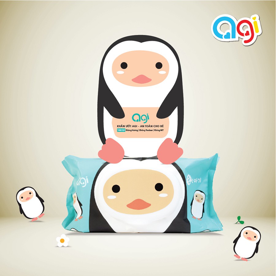Khăn ướt AGI 80 tờ & 100 tờ không mùi, siêu mềm mịn, an toàn cho bé - Giao màu ngẫu nhiên