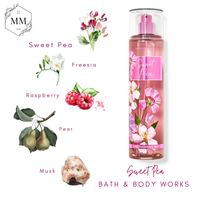 [Moomoocos] - Xịt thơm toàn thân Bath & body works Body Mist Sweet Pea fullsize 236ml