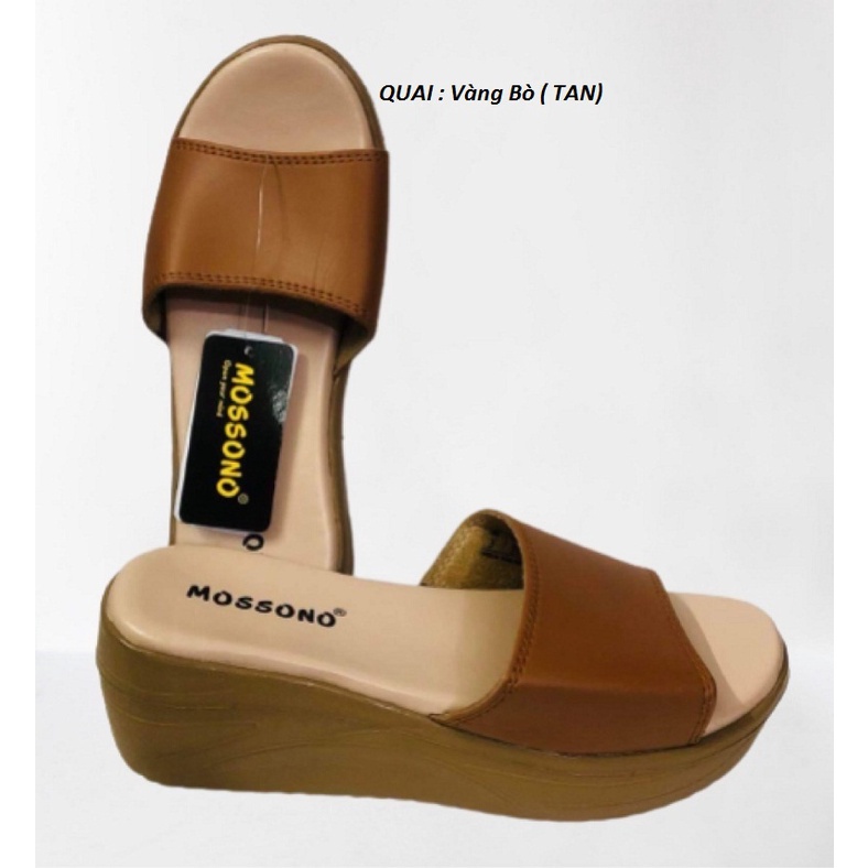 Dép Thái Nữ Quai Ngang Da Đế Cao Mossono YW568
