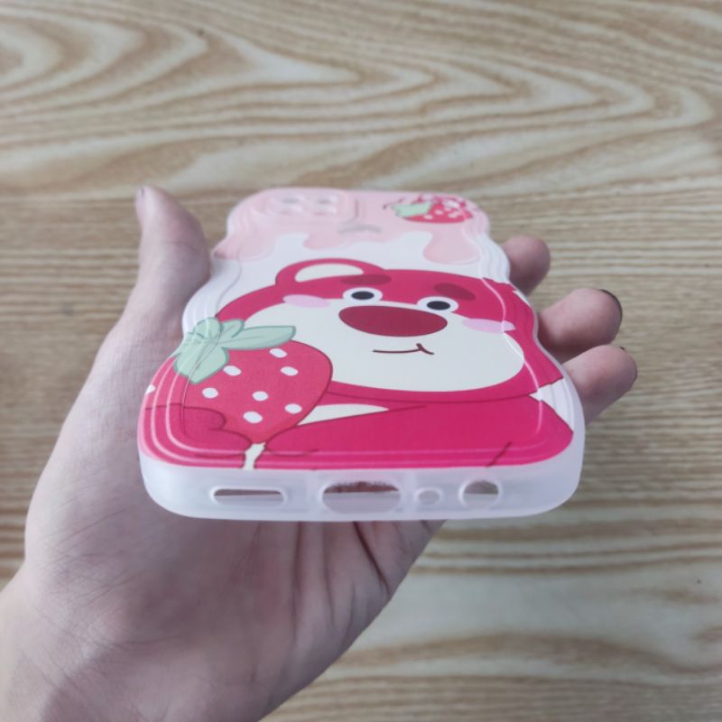 Ốp lưng Oppo A15 dẻo viền lượng sóng lưng in hình gấu dâu có bảo vệ camera