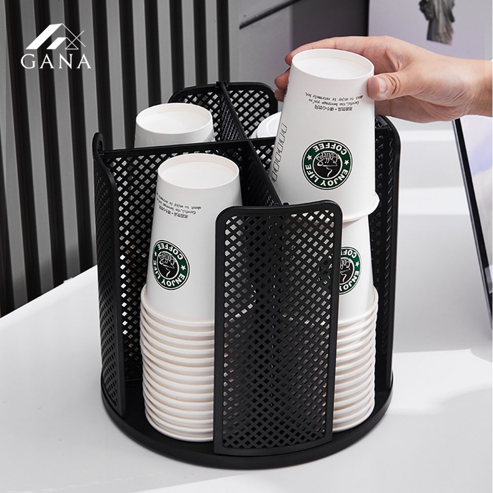Kệ đựng cốc, ly nhựa, đựng trà sữa xoay 360 độ cao cấp, giá đỡ mỹ phẩm kiêm hộp đựng cốc cà phê GANA