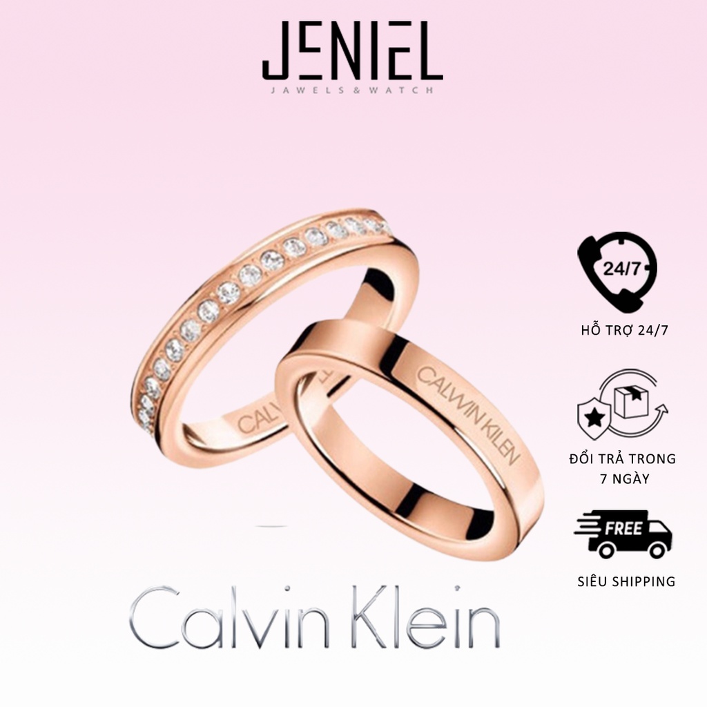 Nhẫn cặp đôi Calvin Klein Hook Crystals Ring - Nhẫn CK Authentic, thẻ tag, bill check Code-Khắc tên theo yêu cầu