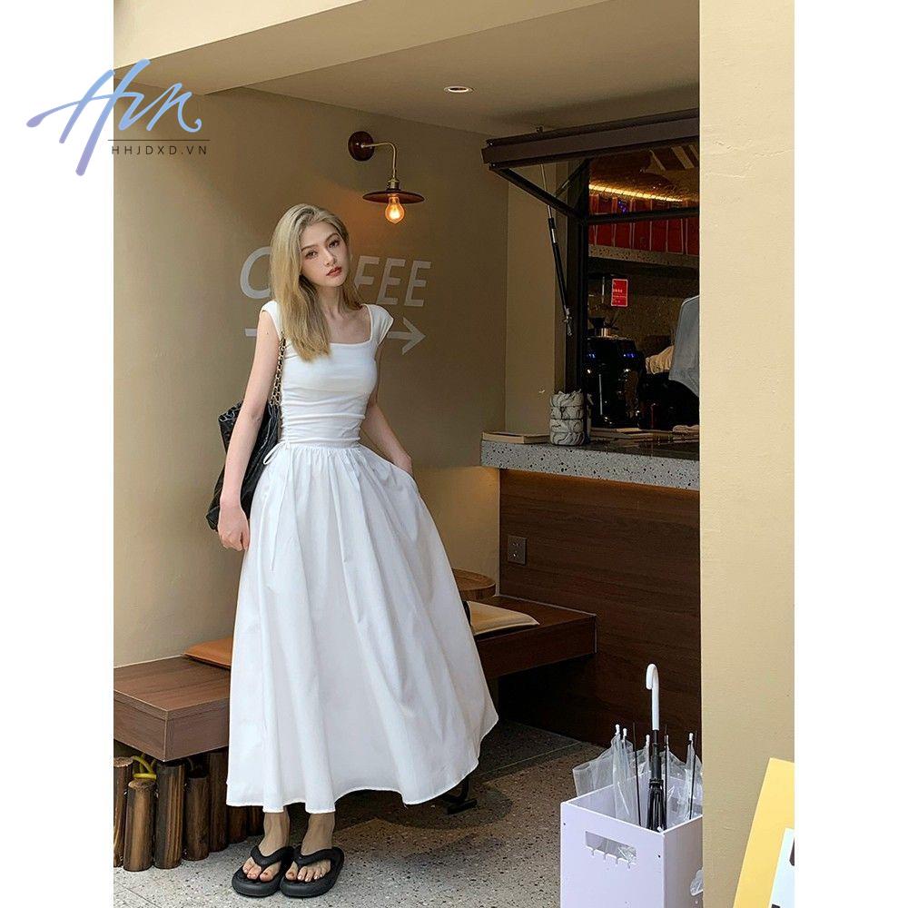 Đầm Dáng Dài Cổ Vuông Lưng Cao Thời Trang Mùa Hè Hàng Mới 2022 Dành Cho Bạn Nữ