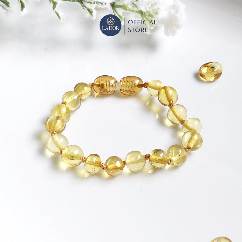 Vòng tay Amber hạt tròn tự nhiên cho bé - Trang sức Lador - LD00019