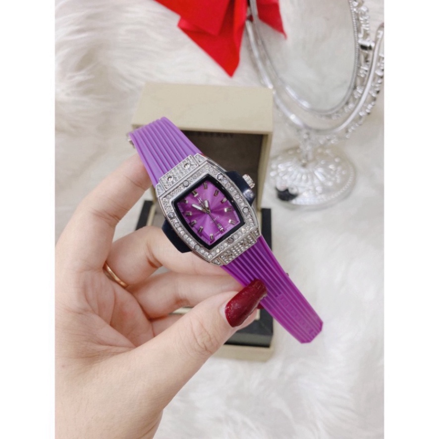 ĐỒNG HỒ NỮ hu.b dây cao su non cao cấp thời đeo cực sáng tay thời thượng bắt mắt, bảo hành 12 tháng