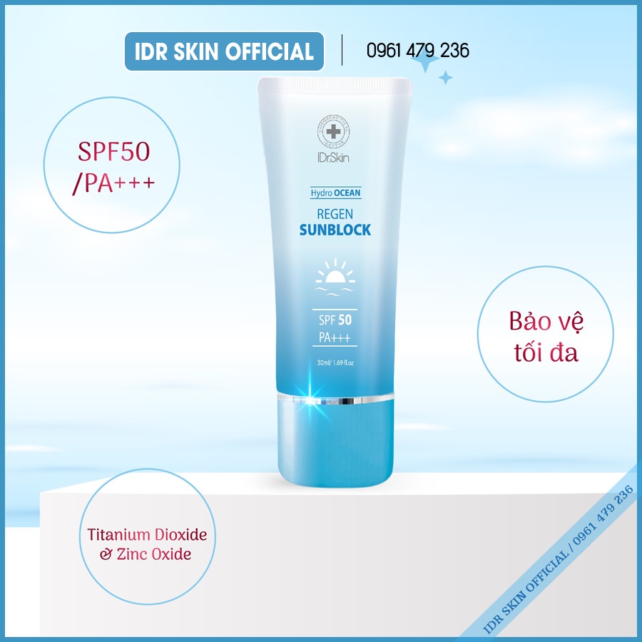 Kem chống nắng Hydro Ocean regen Sunblock IDr Skin SPF 50 , PA +++