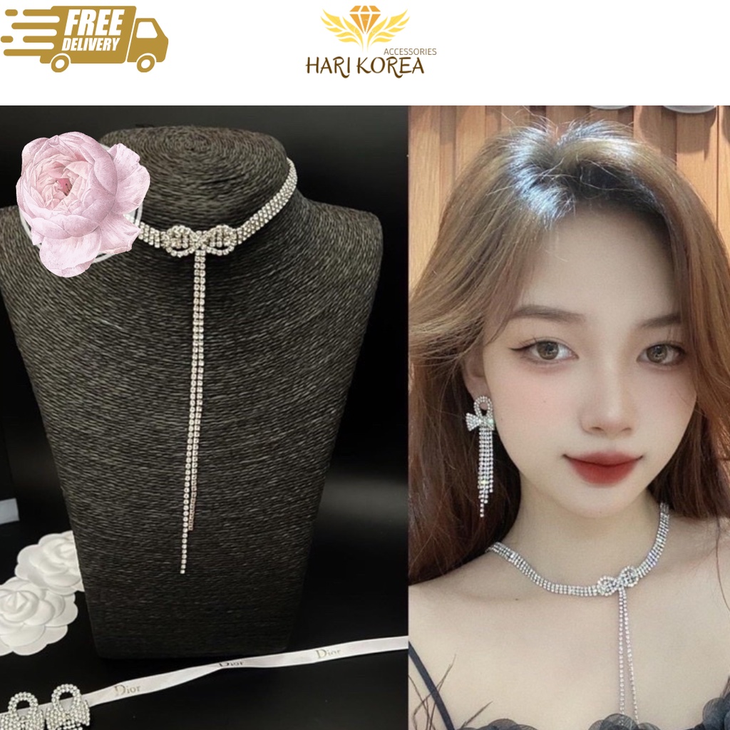 Vòng Cổ Đính Đá Dây Dài ,dây chuyền Choker Đính Đá Dây Dài Thời trang Cao Cấp sang chảnh  - Hari Korea Accessories