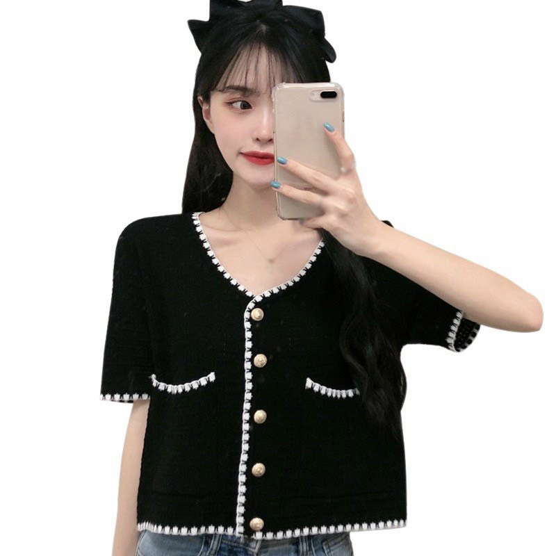 Shynstores Áo cardigan nữ vải len dệt kim phối viền túi eo hàng quảng châu cao cấp | BigBuy360 - bigbuy360.vn