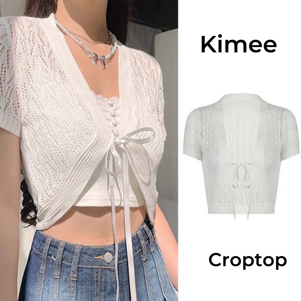 Áo khoác cardigan cổ chữ V/ Áo hai dây phối ren thời trang dành cho nữ