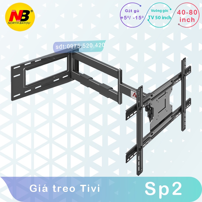 NB SP2 E89 Giá Treo Tivi Xoay Vuông Góc - Khung Treo Tivi – [Màn hình 40 - 70 Inch] [Xoay 90 Độ với tường]- North Bayou