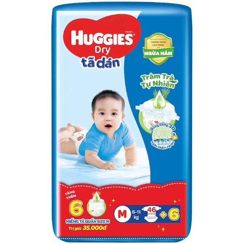 Tã dán Huggies Dry M 46 miếng (6-11kg)