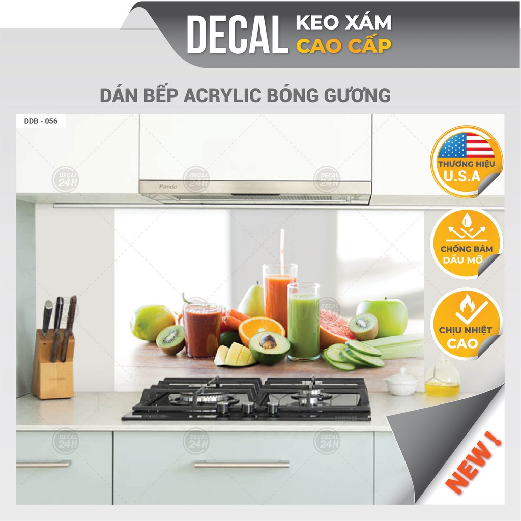 Decal Dán Bếp chịu nhiệt chống dầu mỡ, dễ lau chùi, decal KEO XÁM CAO CẤP dán tường bếp DDB-056 Hàng Cao Cấp