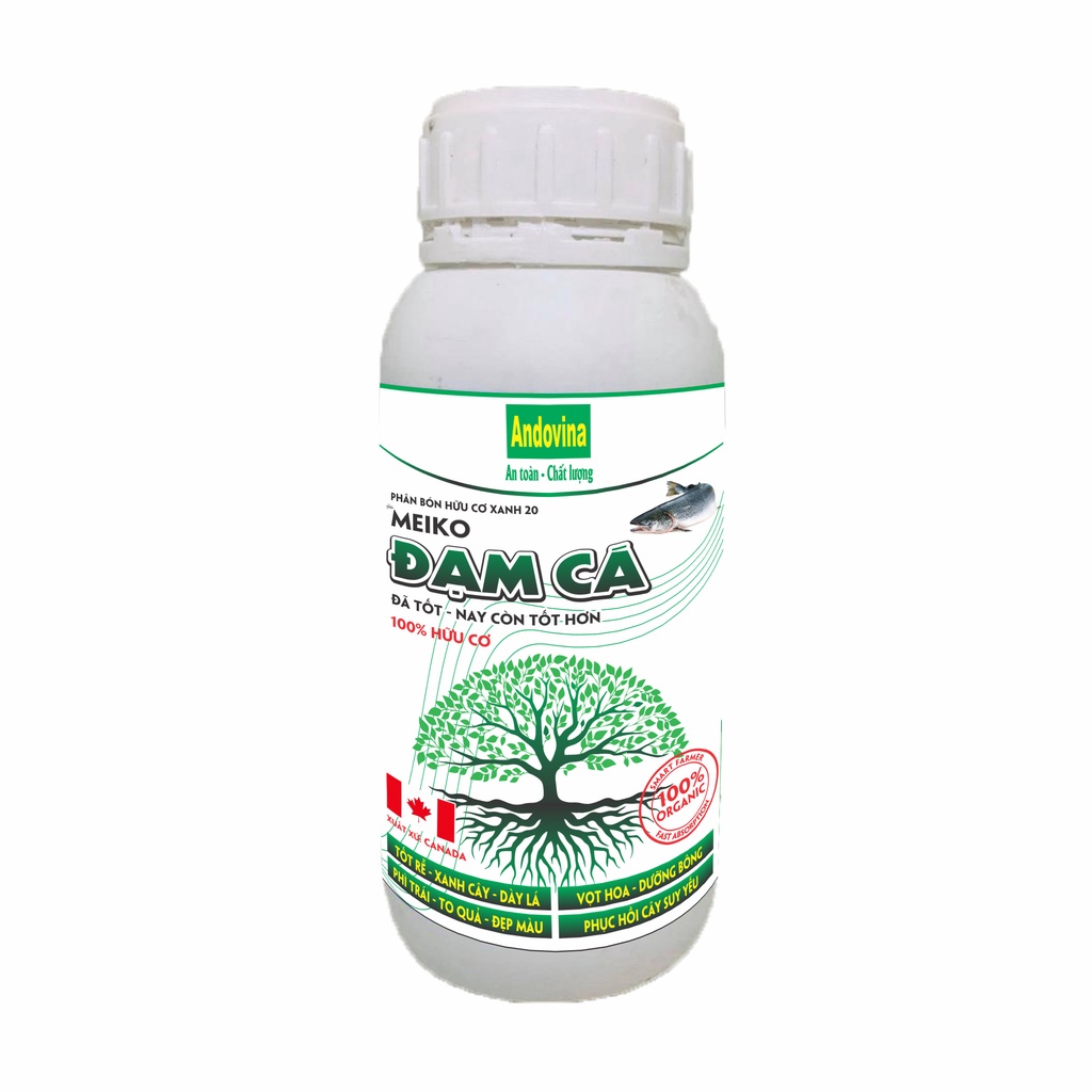 Meiko ĐẠM CÁ 500ml - Phân bón hữu cơ: Tốt rễ, Xanh lá, Dày lá, Vọt hoa, Dưỡng bông, Phì trái, To quả, Đẹp màu