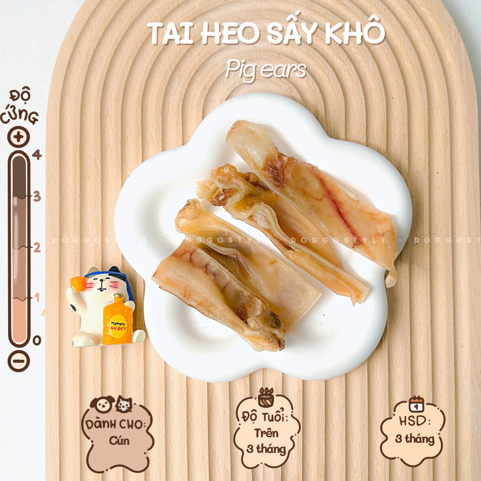 Treat Bánh Thưởng Cho Chó Tai Heo Sấy Khô DOGGOSTYLE Homemade Giúp Sạch Răng Không Chất Bảo Quản 50G