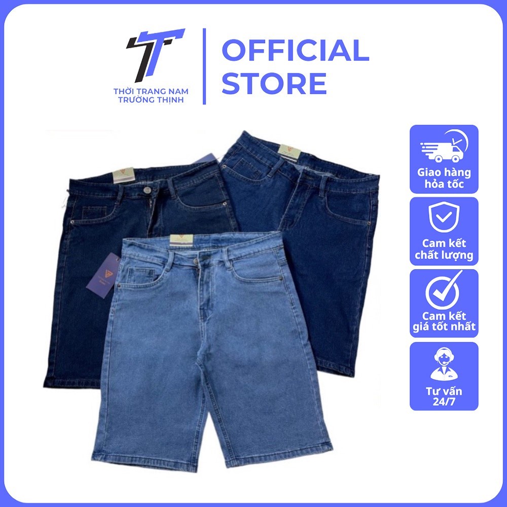 Quần Short Jean Nam Túi Ngang, Quần Đùi Nam Chất Jean Bò 3 Màu Co Giãn Năng Động Trẻ Trung