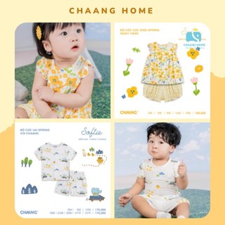 Bộ quần áo cộc hè cúc giữa cho bé trai bé gái Chaang Spring