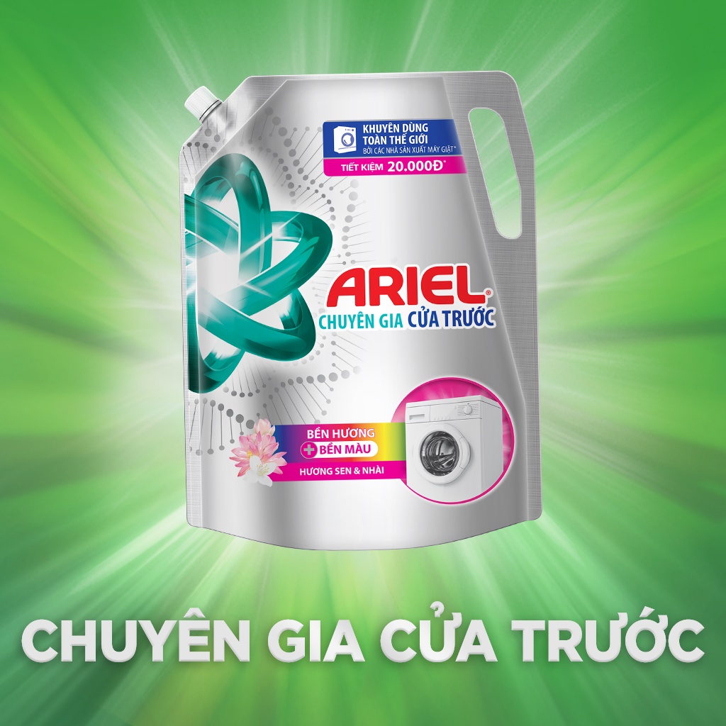 Nước Giặt Ariel Cửa Trước Nhiều Mùi Hương Túi 1.55kg: Sen & Nhài