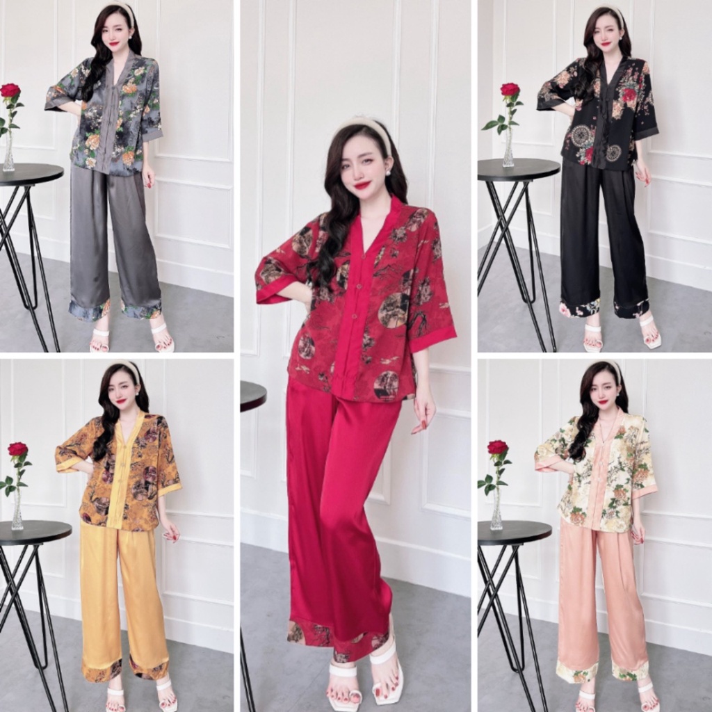 Đồ Bộ Dài Lam Đi Chùa BigSize 50-100Kg Lụa Mango Cao Cấp