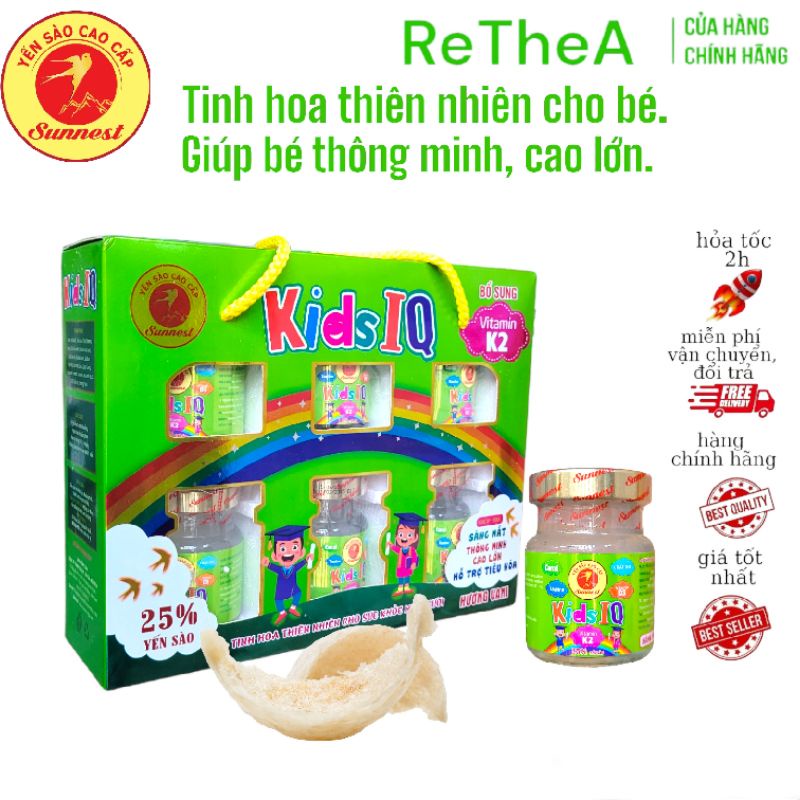 Yến sào cho bé Sunnest 25 % yến, giải pháp giúp bé ăn ngon, thông minh, cao lớn. Hộp 6 lọ x 70ml